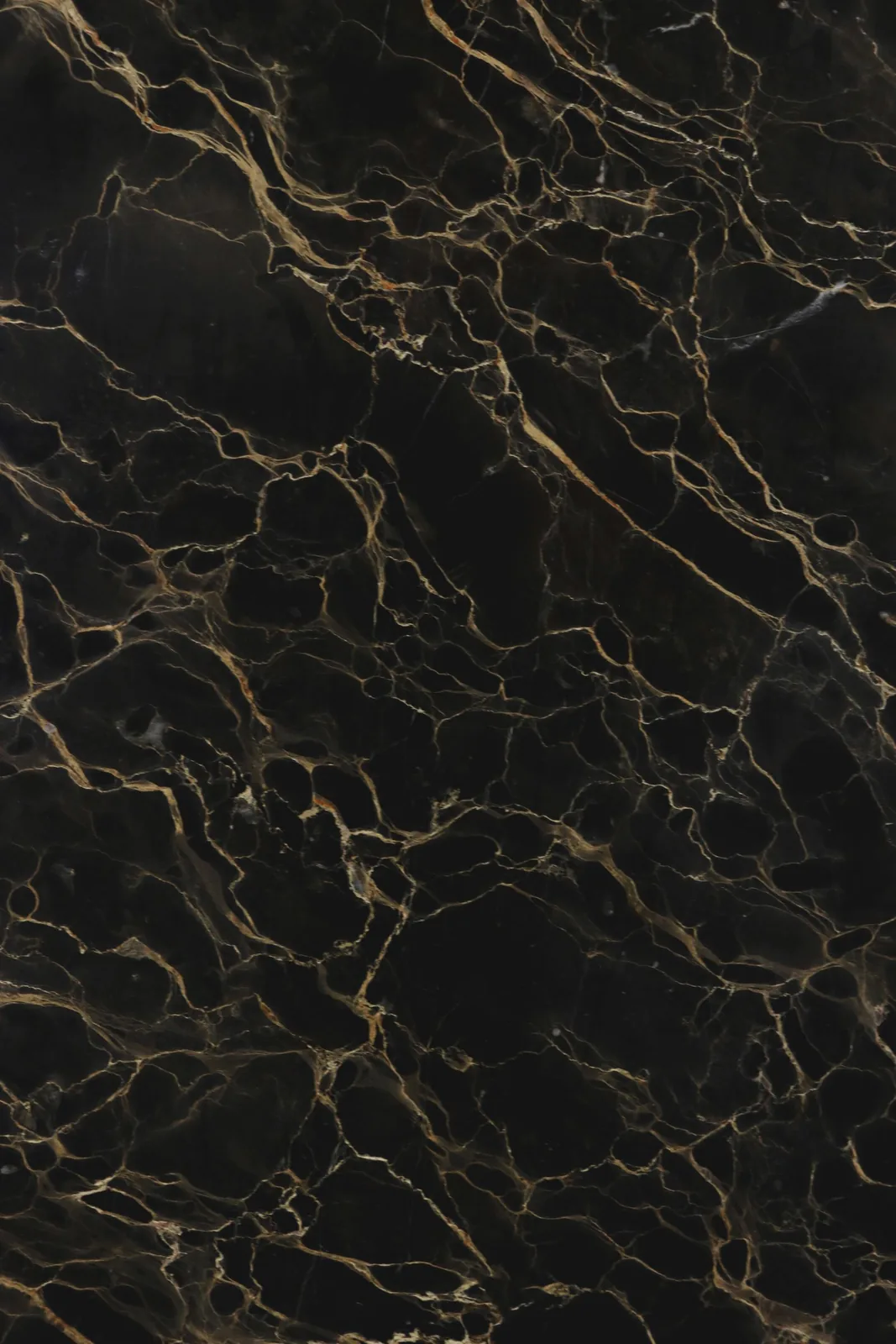 Mármol negro atravesado por vetas doradas, como grietas reparadas con oro (kintsugi)
